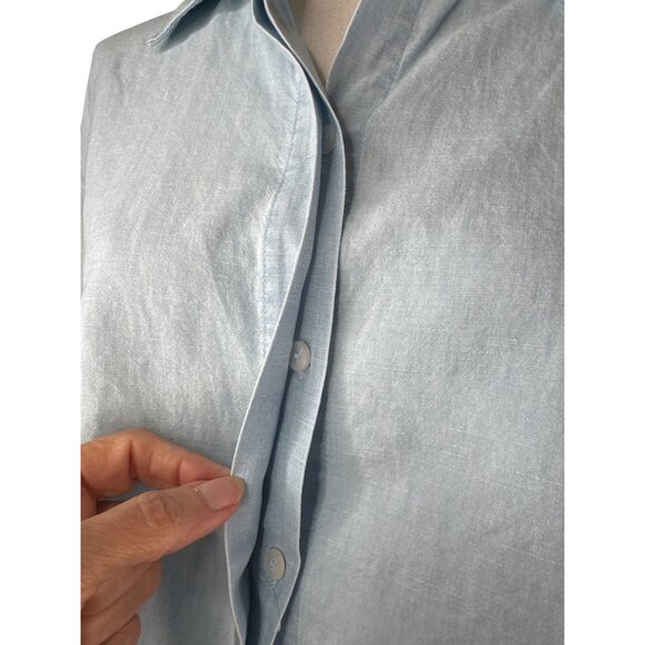 2/$30 ZARA XS Cropped Light Blue Chambray Cotton Linen Relaxed Fit - Picture 12 of 14